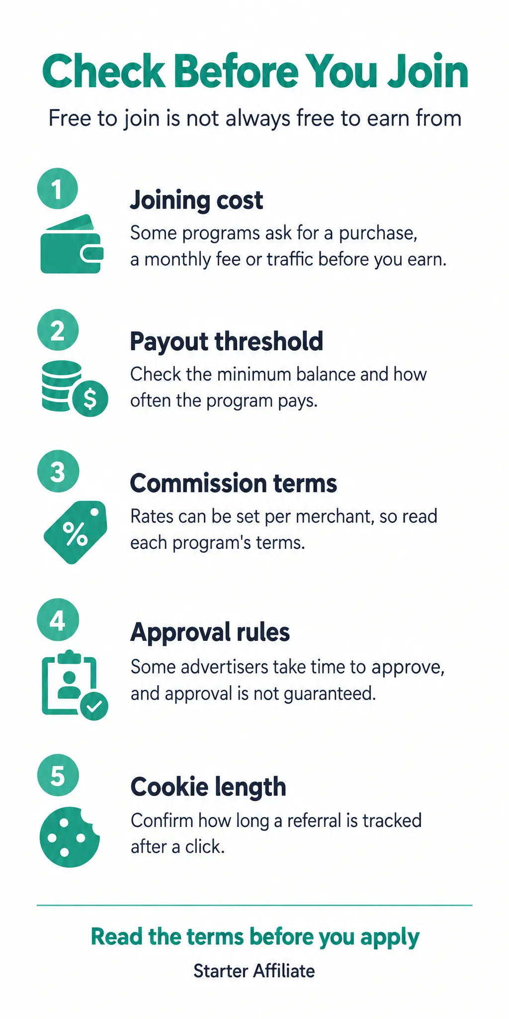 12 Free Affiliate Programs to Check Before You Join, and What to Watch For: infographic